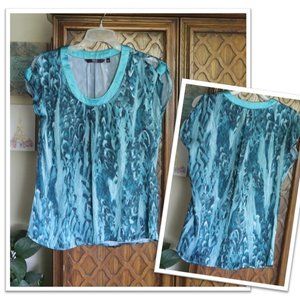 3/$10 Water Color Printed Cold Shoulder Silky Blouse